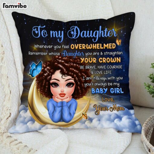 Personalized Gift For Daughter Blue Butterfly Moon Pillow