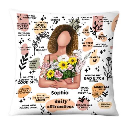 Personalized Gift For Daughter Boho Daily Reminders Affirmations Motivation Inspirational Pillow