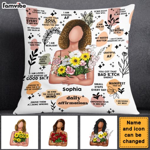 Personalized Gift For Daughter Boho Daily Reminders Affirmations Motivation Inspirational Pillow