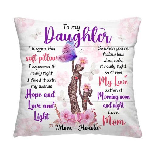 Personalized Gift For Daughter Butterfly Flower Tree Pillow