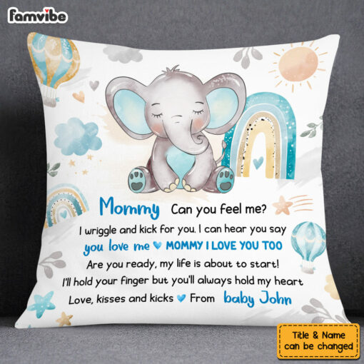 Personalized Gift For Daughter Elephant Expecting Mom Love Kisses and Kicks Pillow