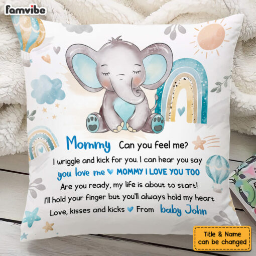 Personalized Gift For Daughter Elephant Expecting Mom Love Kisses and Kicks Pillow