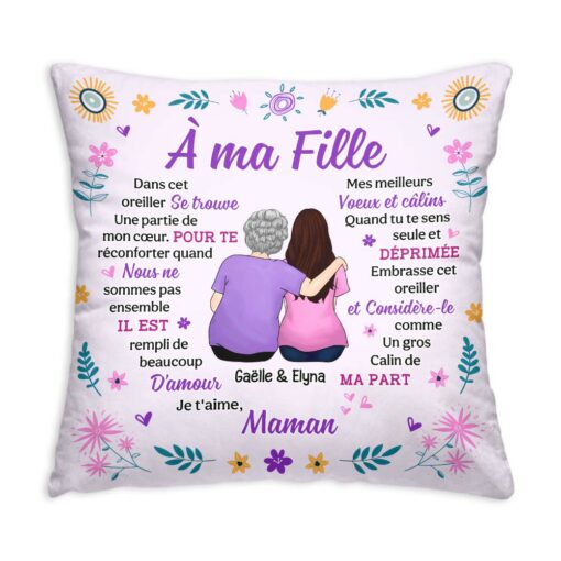 Personalized Gift For Daughter French A Ma Fille Pillow