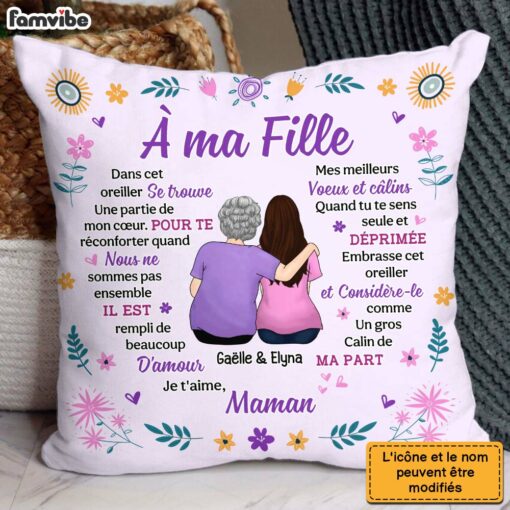 Personalized Gift For Daughter French A Ma Fille Pillow