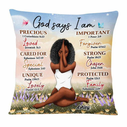 Personalized Gift For Daughter God Says I Am Bible Verses Pillow