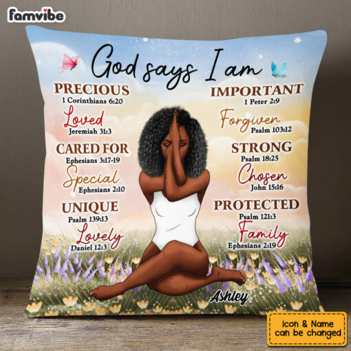 Personalized Gift For Daughter God Says I Am Bible Verses Pillow