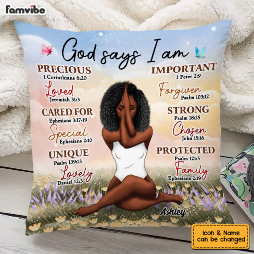 Personalized Gift For Daughter God Says I Am Bible Verses Pillow