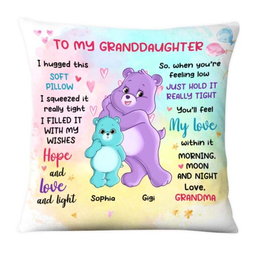 Personalized Gift For Daughter Granddaughter Colorful Bear Hug This Pillow