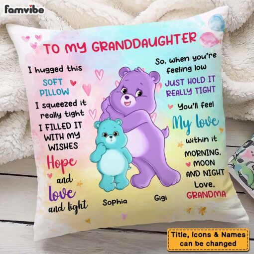 Personalized Gift For Daughter Granddaughter Colorful Bear Hug This Pillow