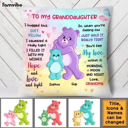 Personalized Gift For Daughter Granddaughter Colorful Bear Hug This Pillow