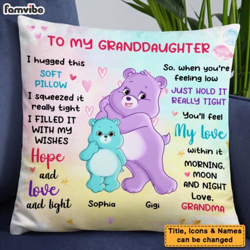 Personalized Gift For Daughter Granddaughter Colorful Bear Hug This Pillow