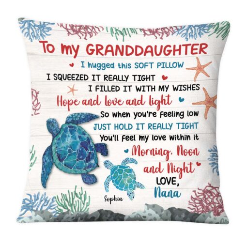 Personalized Gift For Daughter Granddaughter Hug This Turtle Pillow