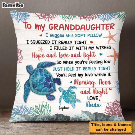 Personalized Gift For Daughter Granddaughter Hug This Turtle Pillow