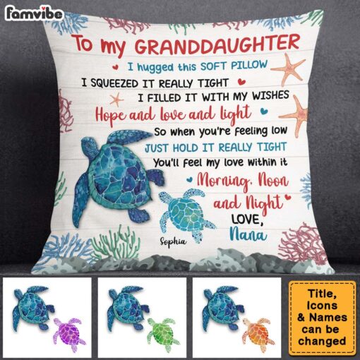 Personalized Gift For Daughter Granddaughter Hug This Turtle Pillow