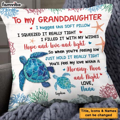 Personalized Gift For Daughter Granddaughter Hug This Turtle Pillow