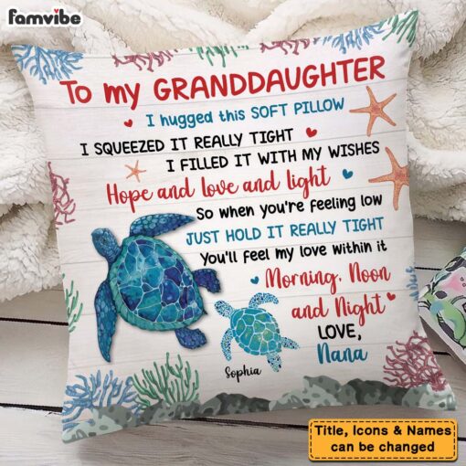 Personalized Gift For Daughter Granddaughter Hug This Turtle Pillow