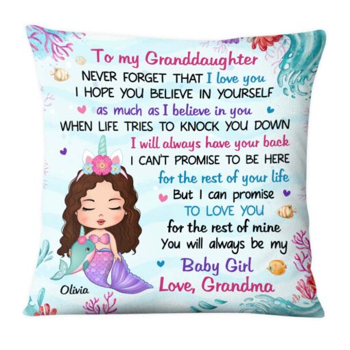 Personalized Gift For Daughter Granddaughter Little Mermaid Pillow