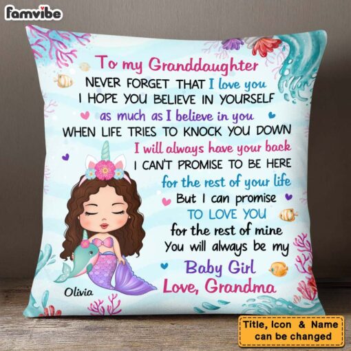 Personalized Gift For Daughter Granddaughter Little Mermaid Pillow