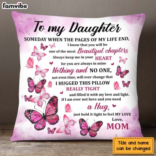 Personalized Gift For Daughter Hug This Butterfly Pillow