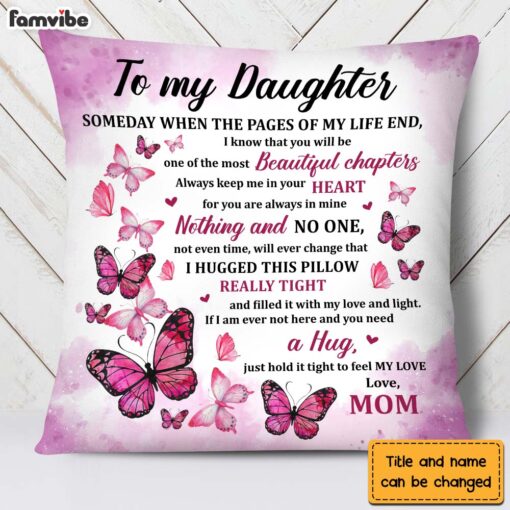 Personalized Gift For Daughter Hug This Butterfly Pillow