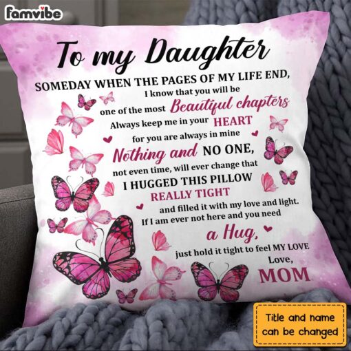 Personalized Gift For Daughter Hug This Butterfly Pillow