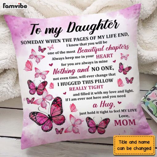 Personalized Gift For Daughter Hug This Butterfly Pillow