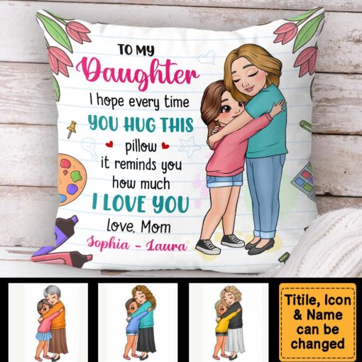 Personalized Gift For Daughter Hug This Pillow