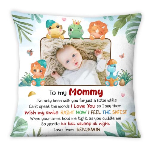 Personalized Gift For Daughter New Mom I Love You Dinosaur Theme Pillow