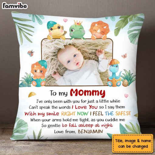 Personalized Gift For Daughter New Mom I Love You Dinosaur Theme Pillow