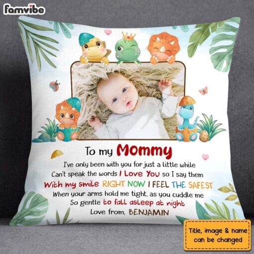 Personalized Gift For Daughter New Mom I Love You Dinosaur Theme Pillow