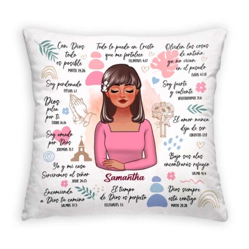 Personalized Gift For Daughter Spanish Bible Daily Reminders Pillow