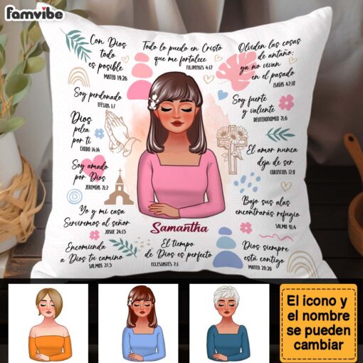 Personalized Gift For Daughter Spanish Bible Daily Reminders Pillow