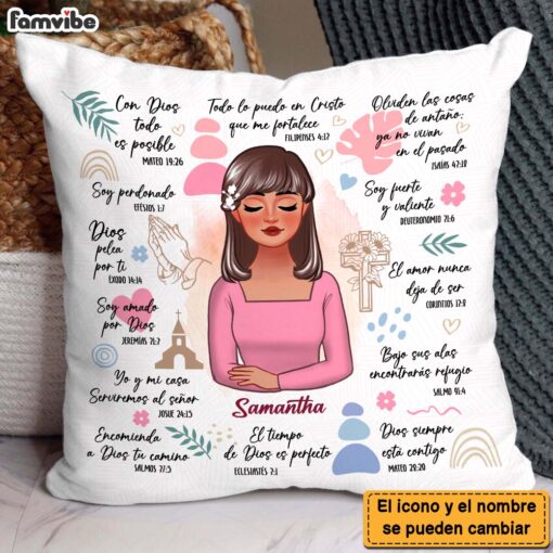 Personalized Gift For Daughter Spanish Bible Daily Reminders Pillow