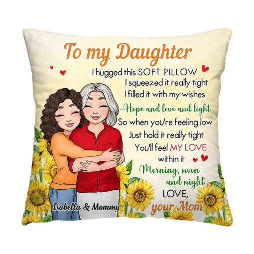 Personalized Gift For Daughter Sunflower Hug This Pillow