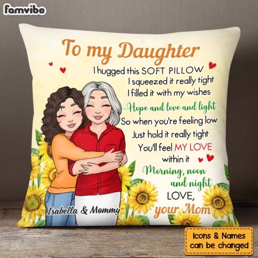 Personalized Gift For Daughter Sunflower Hug This Pillow