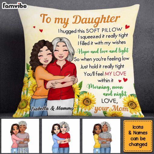 Personalized Gift For Daughter Sunflower Hug This Pillow