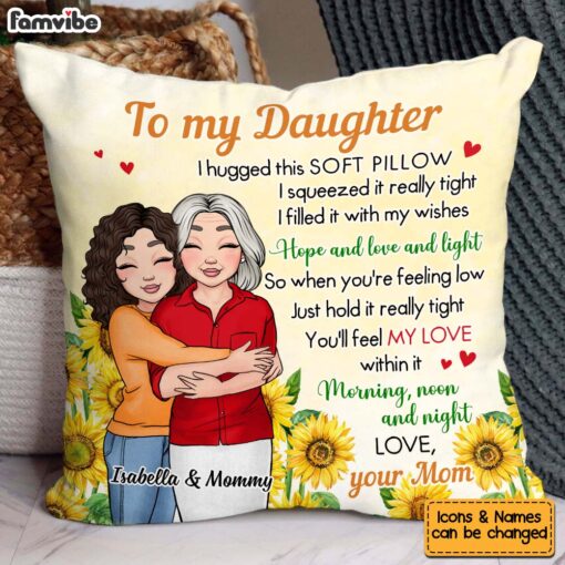 Personalized Gift For Daughter Sunflower Hug This Pillow