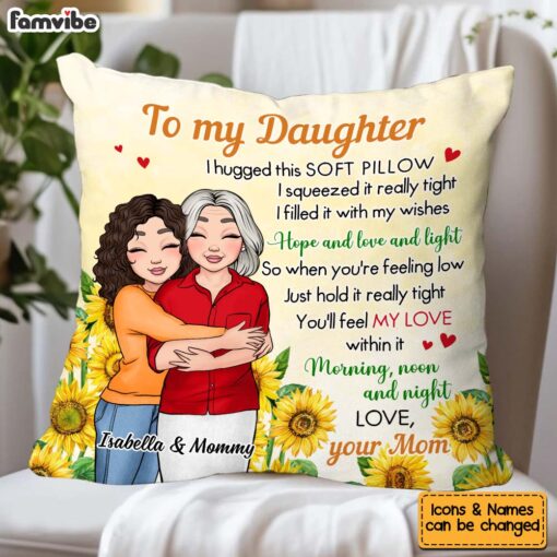 Personalized Gift For Daughter Sunflower Hug This Pillow