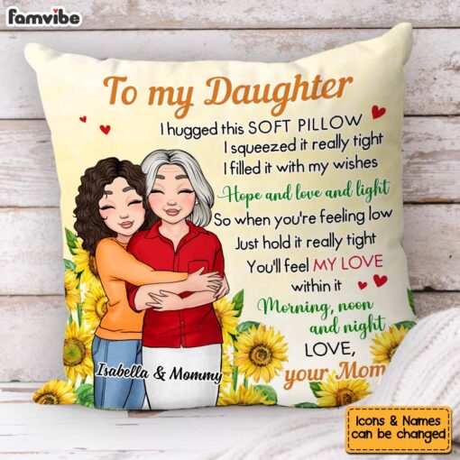 Personalized Gift For Daughter Sunflower Hug This Pillow