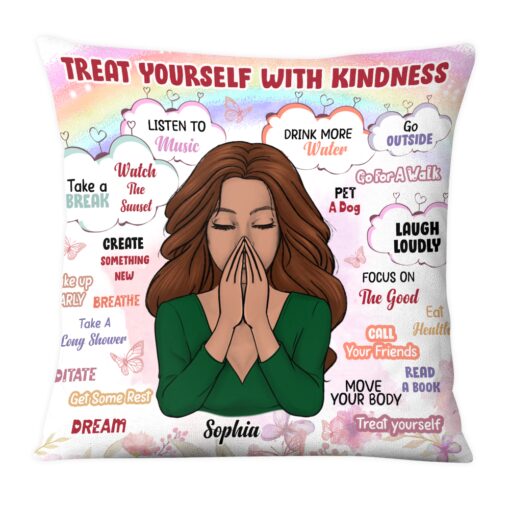 Personalized Gift For Daughter Treat Yourself With Kindness Pillow