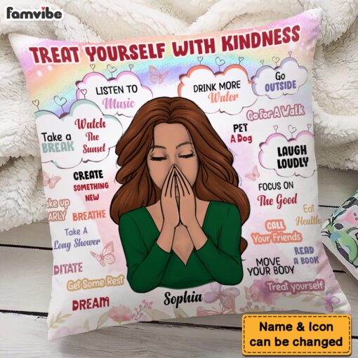 Personalized Gift For Daughter Treat Yourself With Kindness Pillow