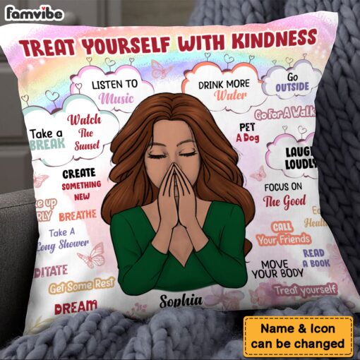 Personalized Gift For Daughter Treat Yourself With Kindness Pillow