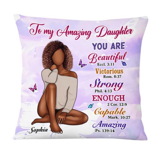 Personalized Gift For Daughter You Are Bible Verses Butterfly Pillow