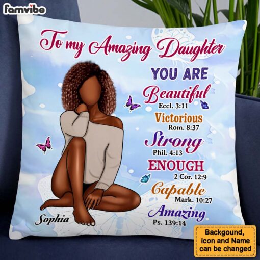 Personalized Gift For Daughter You Are Bible Verses Butterfly Pillow