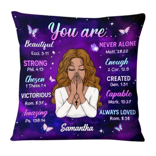 Personalized Gift For Daughter You Are Purple Theme Bible Verses Pillow