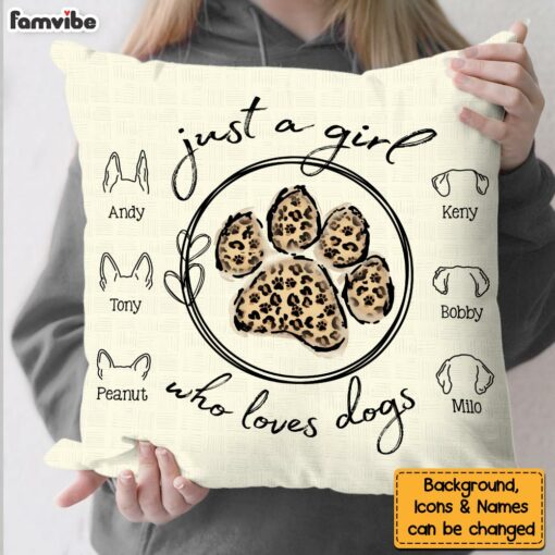 Personalized Gift For Dog Lover Just A Girl Who Loves Dogs Pillow