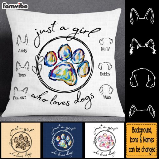 Personalized Gift For Dog Lover Just A Girl Who Loves Dogs Pillow