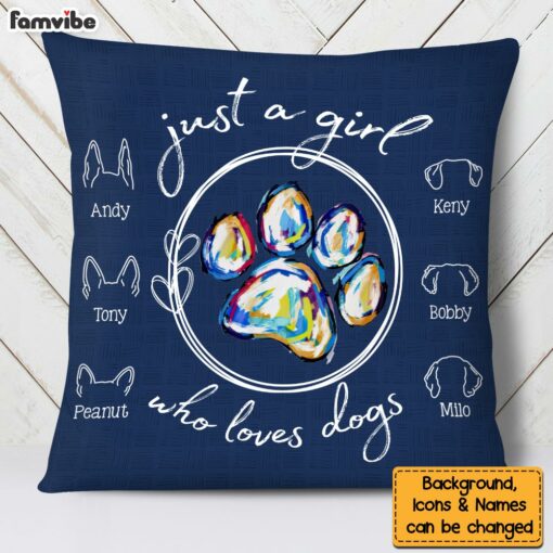 Personalized Gift For Dog Lover Just A Girl Who Loves Dogs Pillow