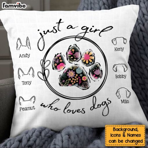 Personalized Gift For Dog Lover Just A Girl Who Loves Dogs Pillow