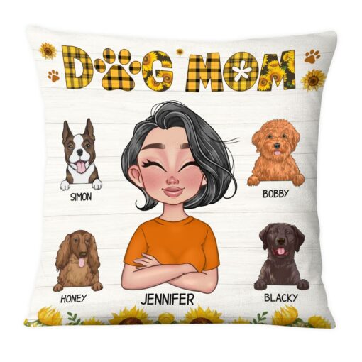 Personalized Gift For Dog Mom Sunflower Pillow